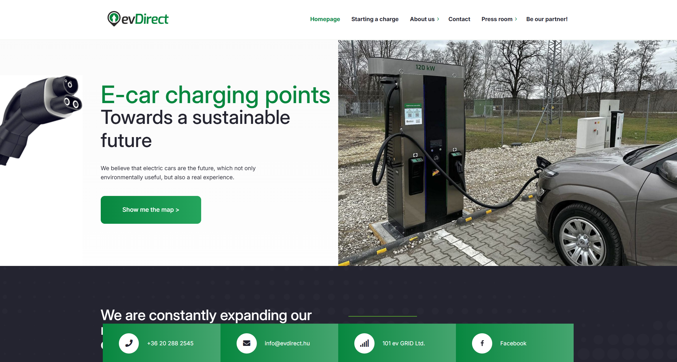 evDirect EV charging network website
